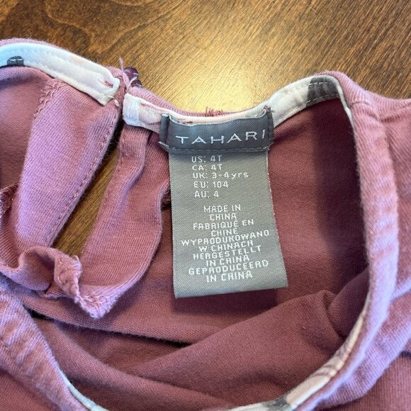 Tahari 4T girls dress mauve with lace at shoulders - Picture 2 of 4